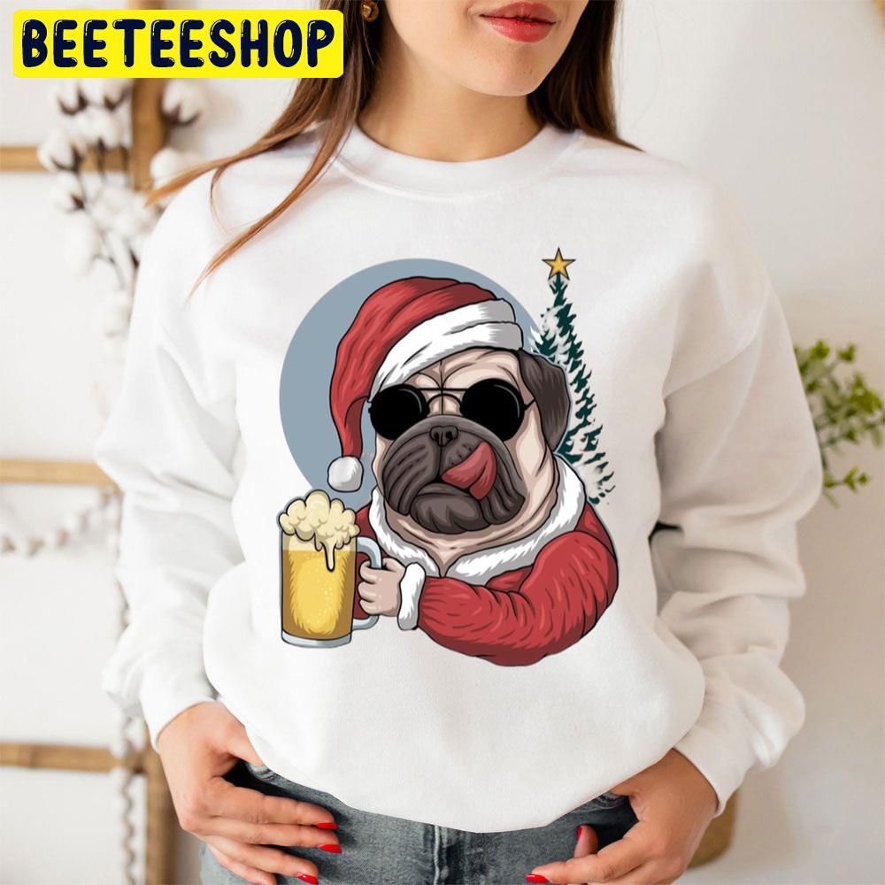 Puppy Wear Santa Hat And Drink Beer Dog Lover Trending Unisex Sweatshirt Puppy Wear Santa Hat And Drink Beer Dog Lover Trending Unisex Sweatshirt