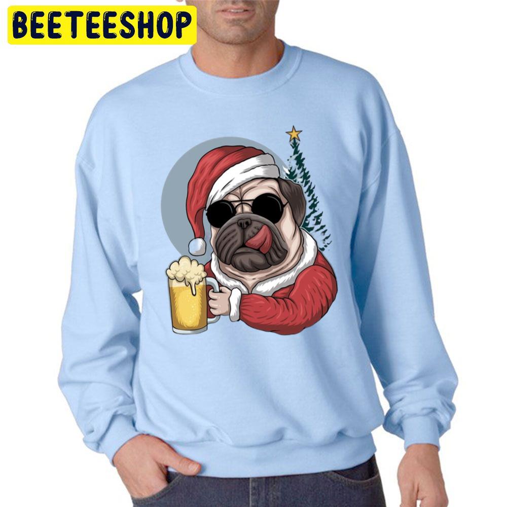 Puppy Wear Santa Hat And Drink Beer Dog Lover Trending Unisex Sweatshirt Puppy Wear Santa Hat And Drink Beer Dog Lover Trending Unisex Sweatshirt