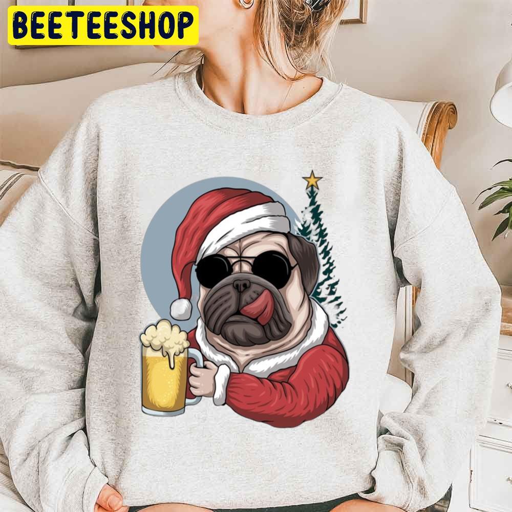 Puppy Wear Santa Hat And Drink Beer Dog Lover Trending Unisex Sweatshirt Puppy Wear Santa Hat And Drink Beer Dog Lover Trending Unisex Sweatshirt