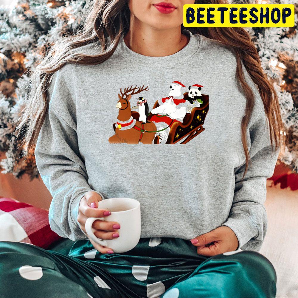 Reindeer Penguin Bear And Panda Christmas Trending Unisex Hoodie Reindeer Penguin Bear And Panda Christmas Trending Unisex Hoodie