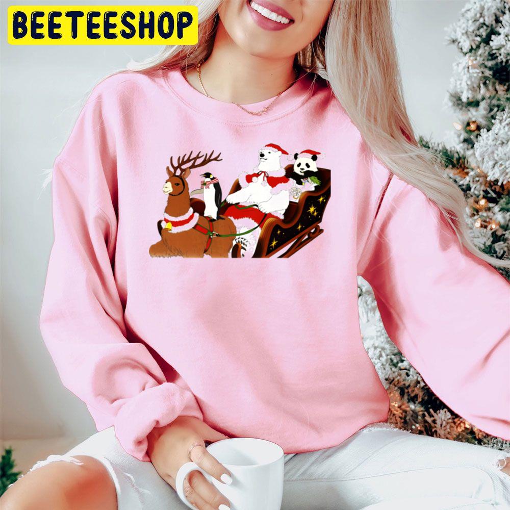 Reindeer Penguin Bear And Panda Christmas Trending Unisex Hoodie Reindeer Penguin Bear And Panda Christmas Trending Unisex Hoodie