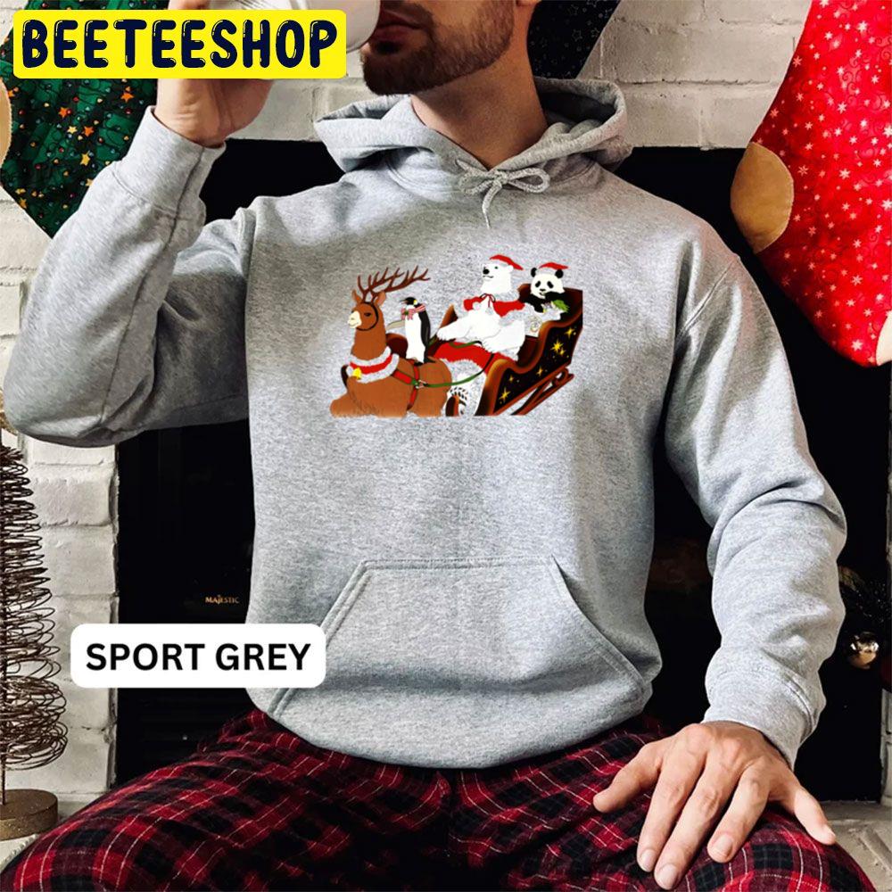 Reindeer Penguin Bear And Panda Christmas Trending Unisex Hoodie Reindeer Penguin Bear And Panda Christmas Trending Unisex Hoodie