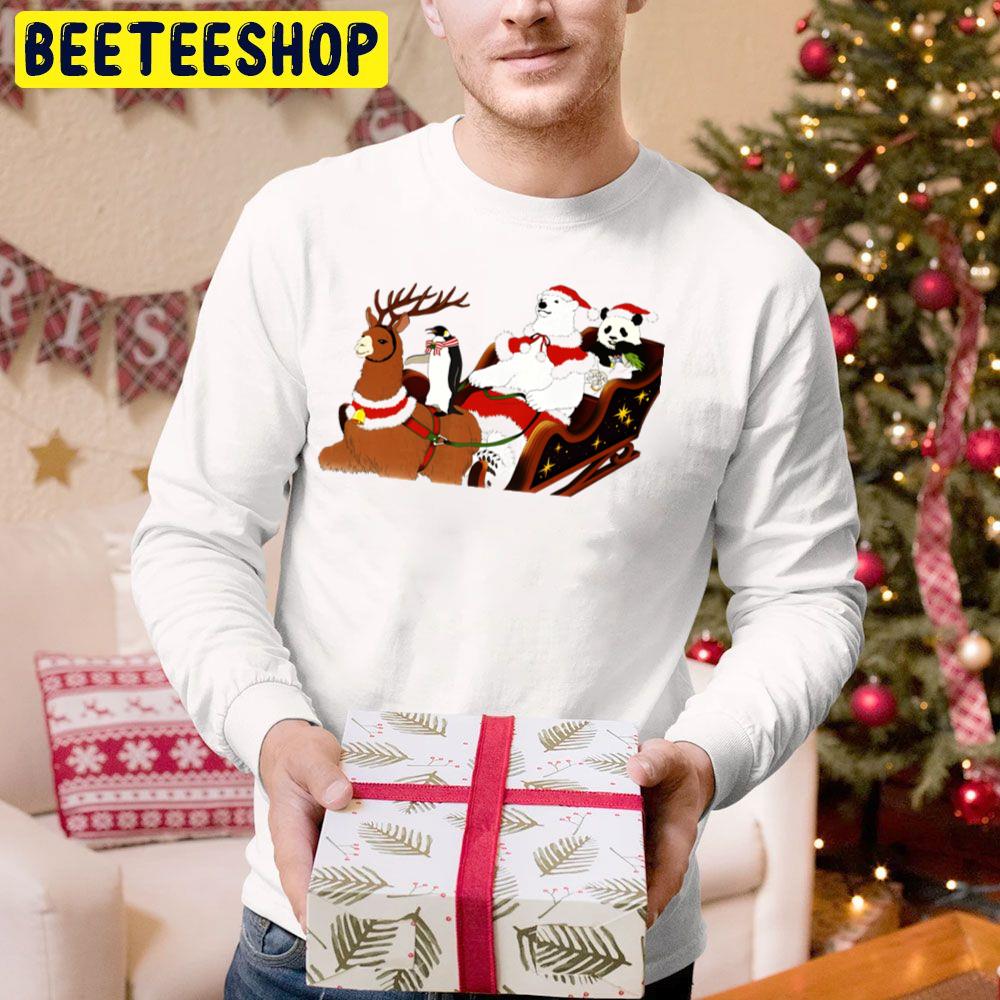 Reindeer Penguin Bear And Panda Christmas Trending Unisex Hoodie Reindeer Penguin Bear And Panda Christmas Trending Unisex Hoodie