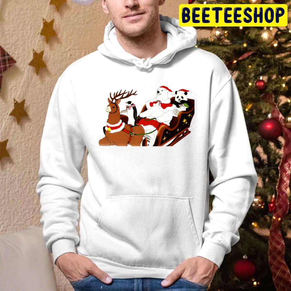 Reindeer Penguin Bear And Panda Christmas Trending Unisex Hoodie Reindeer Penguin Bear And Panda Christmas Trending Unisex Hoodie