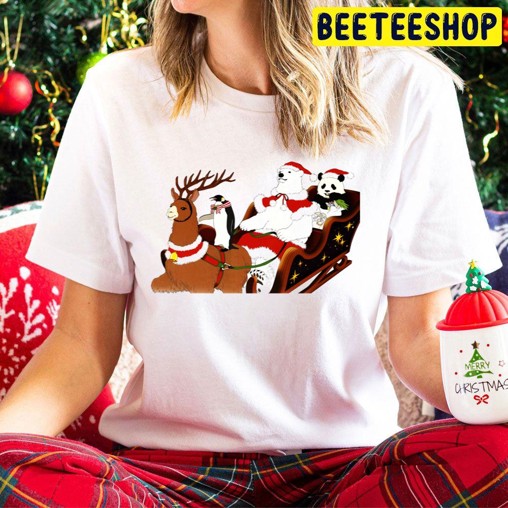Reindeer Penguin Bear And Panda Christmas Trending Unisex Hoodie Reindeer Penguin Bear And Panda Christmas Trending Unisex Hoodie