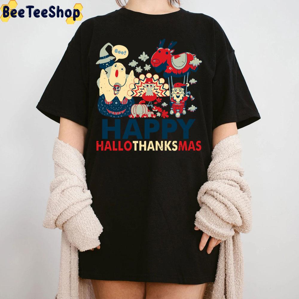 Retro Happy Hallowthanksmas For Halloween Thanksgiving Xmas Trending Unisex Sweatshirt Retro Happy Hallowthanksmas For Halloween Thanksgiving Xmas Trending Unisex Sweatshirt