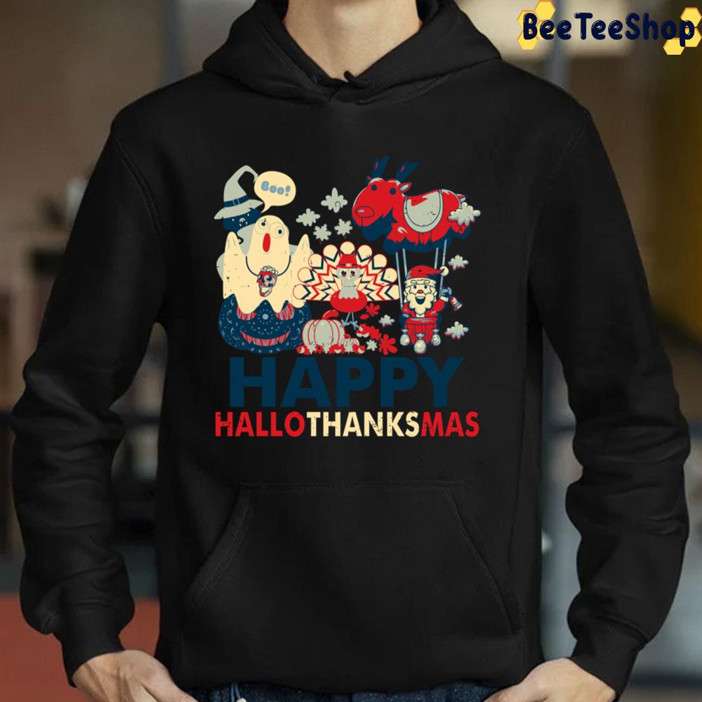 Retro Happy Hallowthanksmas For Halloween Thanksgiving Xmas Trending Unisex Sweatshirt Retro Happy Hallowthanksmas For Halloween Thanksgiving Xmas Trending Unisex Sweatshirt