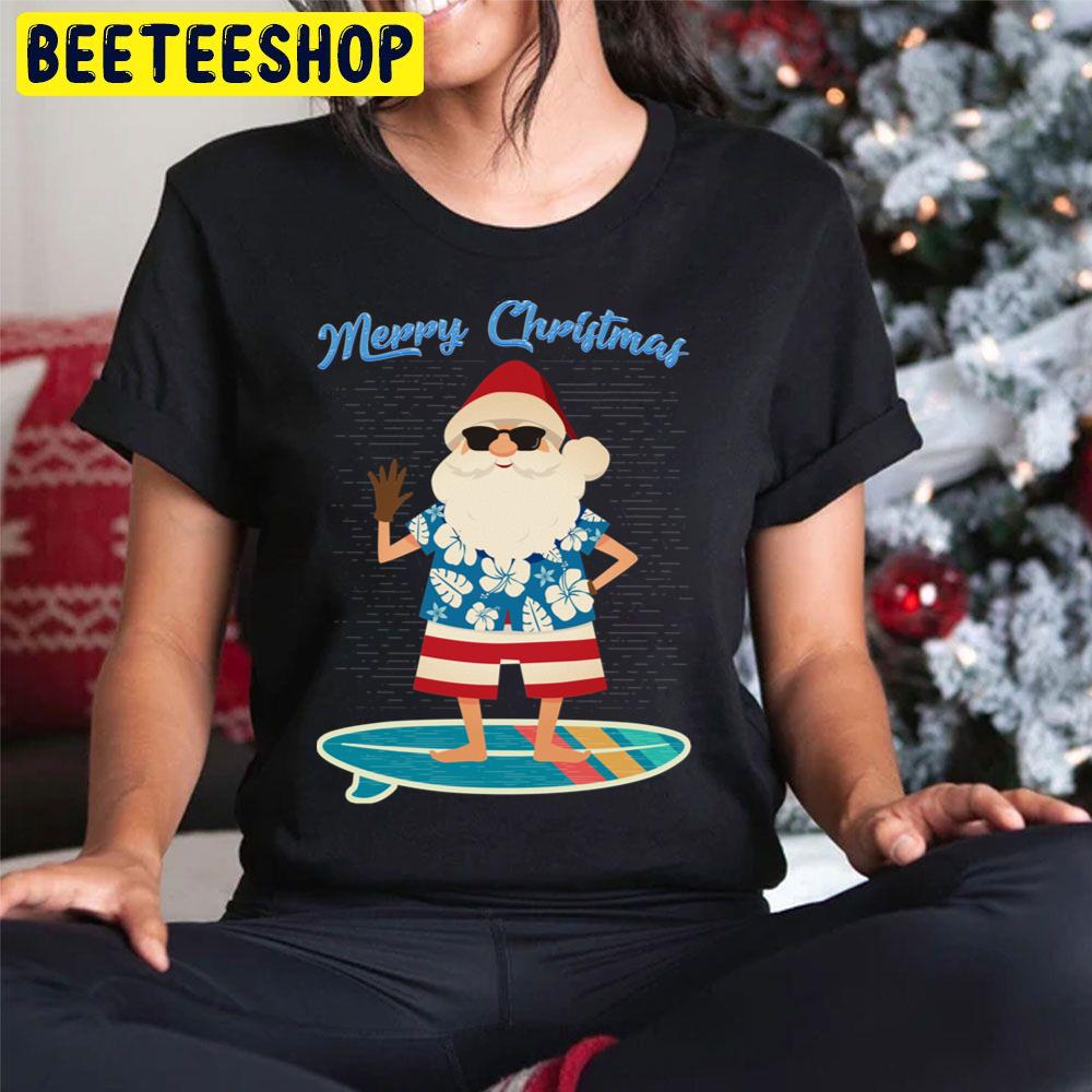 Retro Santa Claus Surfing Hawaiin Summer Christmas Trending Unisex Hoodie Retro Santa Claus Surfing Hawaiin Summer Christmas Trending Unisex Hoodie