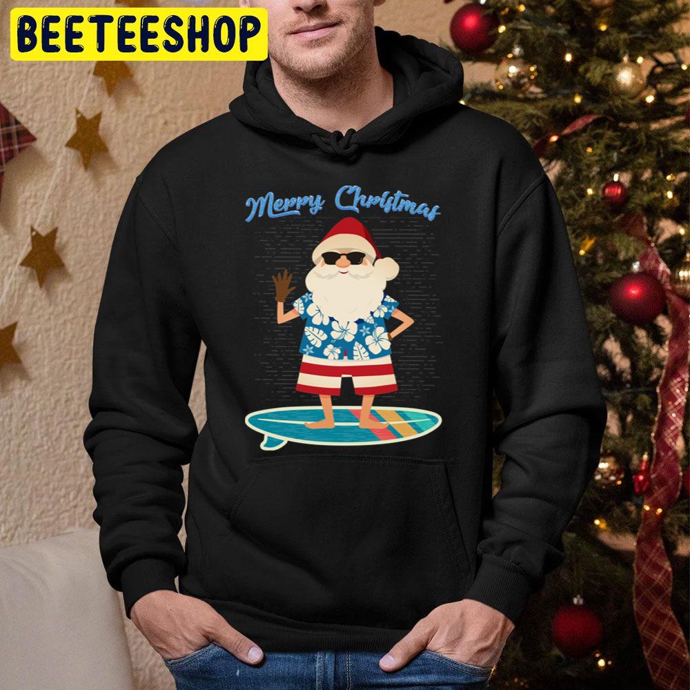 Retro Santa Claus Surfing Hawaiin Summer Christmas Trending Unisex Hoodie Retro Santa Claus Surfing Hawaiin Summer Christmas Trending Unisex Hoodie