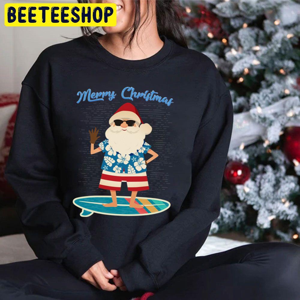 Retro Santa Claus Surfing Hawaiin Summer Christmas Trending Unisex Hoodie Retro Santa Claus Surfing Hawaiin Summer Christmas Trending Unisex Hoodie