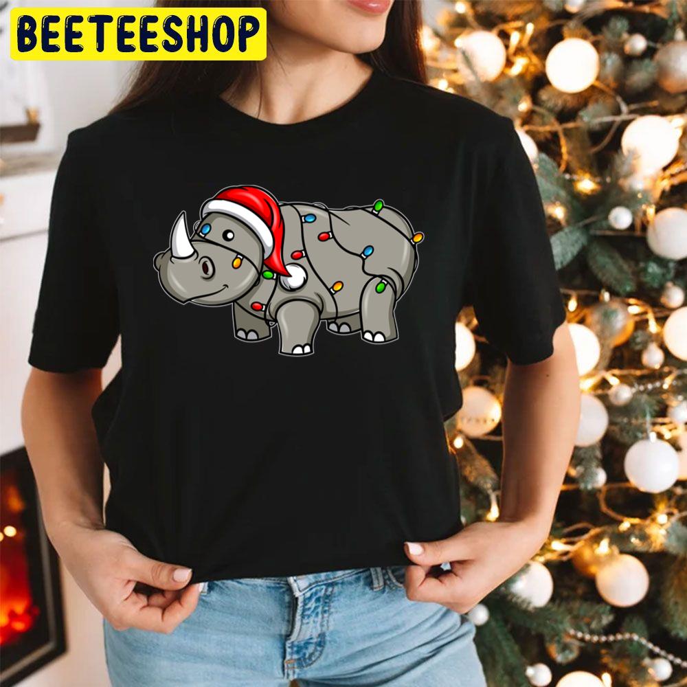 Rhinoceros With Christmas Chains And Cap Motive Trending Unisex Hoodie Rhinoceros With Christmas Chains And Cap Motive Trending Unisex Hoodie