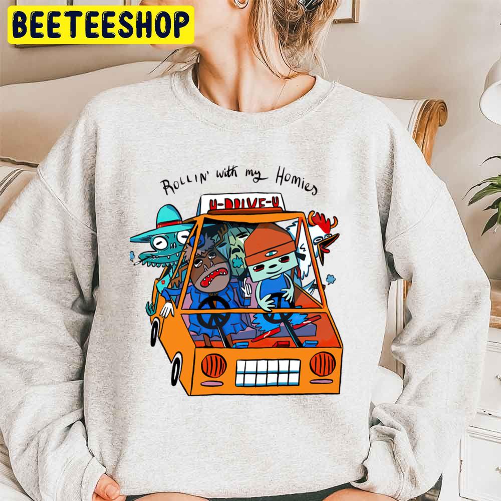 Rollin' With My Homies Parappa Rapper Game Trending Unisex Sweatshirt Rollin' With My Homies Parappa Rapper Game Trending Unisex Sweatshirt