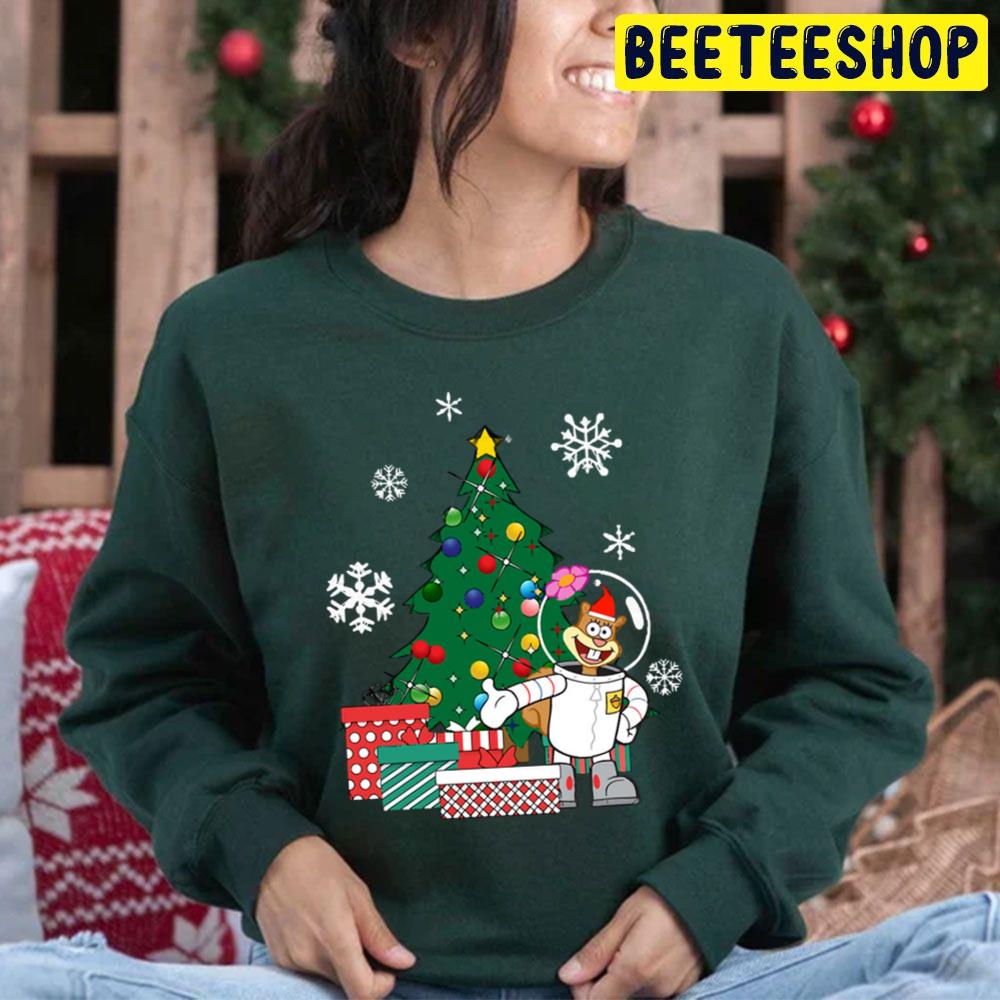 Sandy Cheeks Around The Christmas Tree Trending Unisex Hoodie Sandy Cheeks Around The Christmas Tree Trending Unisex Hoodie