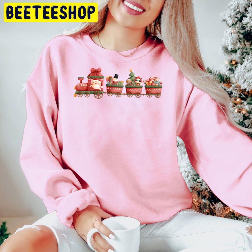 Santa And Friends On The Christmas Train Trending Unisex Hoodie Santa And Friends On The Christmas Train Trending Unisex Hoodie