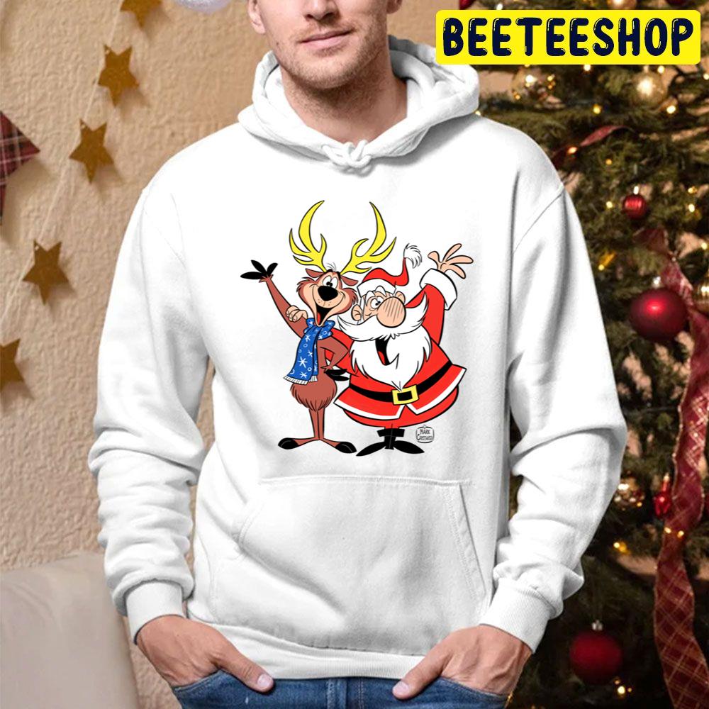 Santa Claus And Reindeer Christmas Trending Unisex Hoodie Santa Claus And Reindeer Christmas Trending Unisex Hoodie