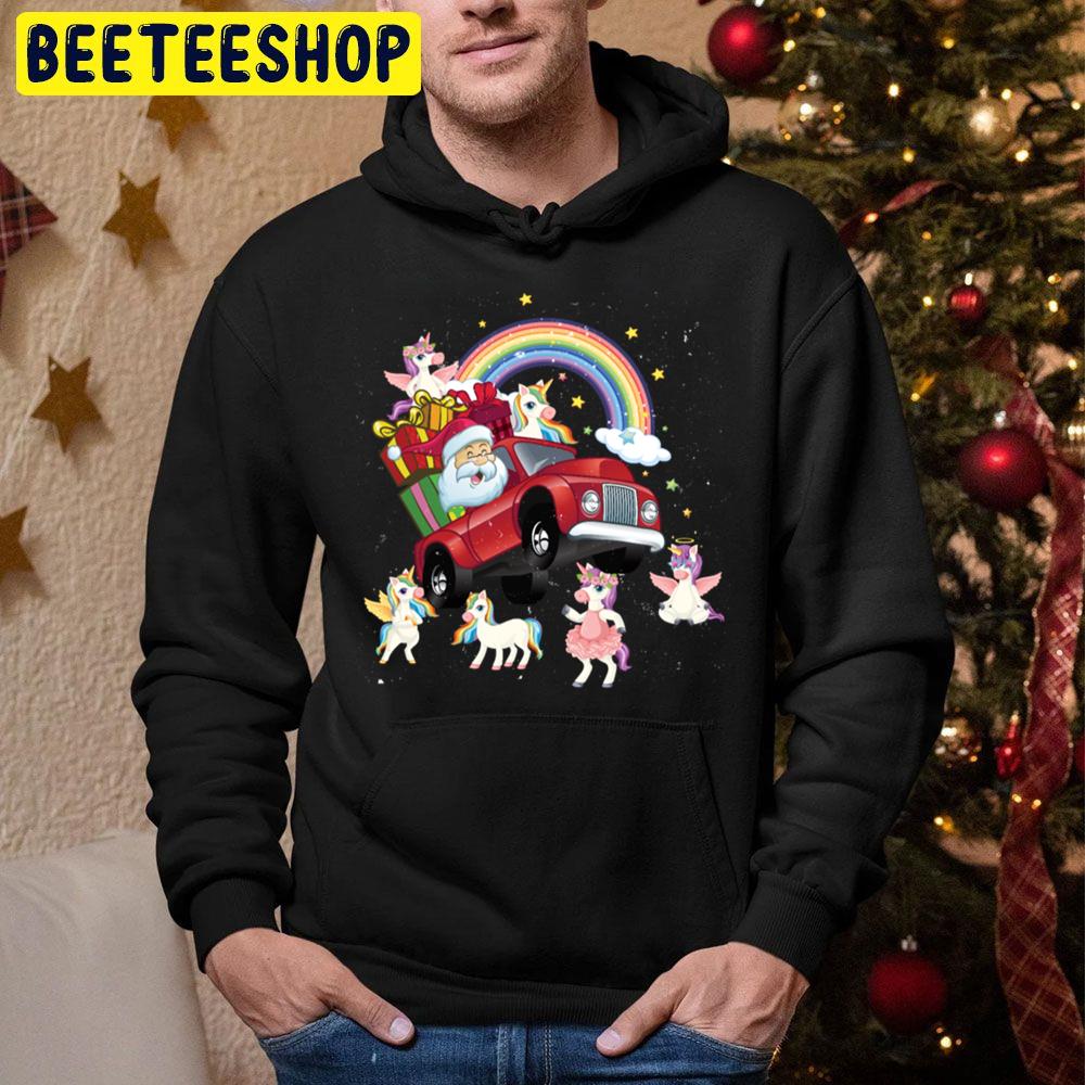 Santa Claus Riding A Jeep Unicorn Christmass Trending Unisex Hoodie Santa Claus Riding A Jeep Unicorn Christmass Trending Unisex Hoodie