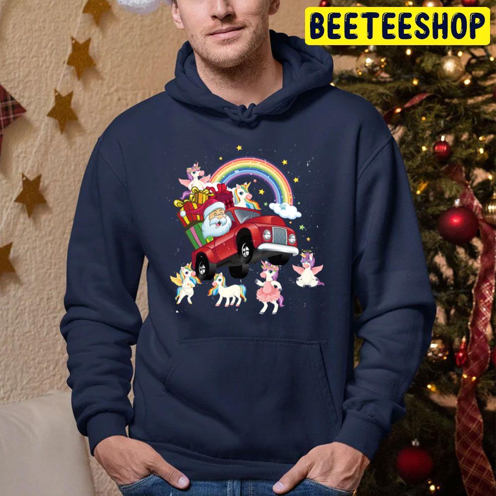 Santa Claus Riding A Jeep Unicorn Christmass Trending Unisex Hoodie Santa Claus Riding A Jeep Unicorn Christmass Trending Unisex Hoodie