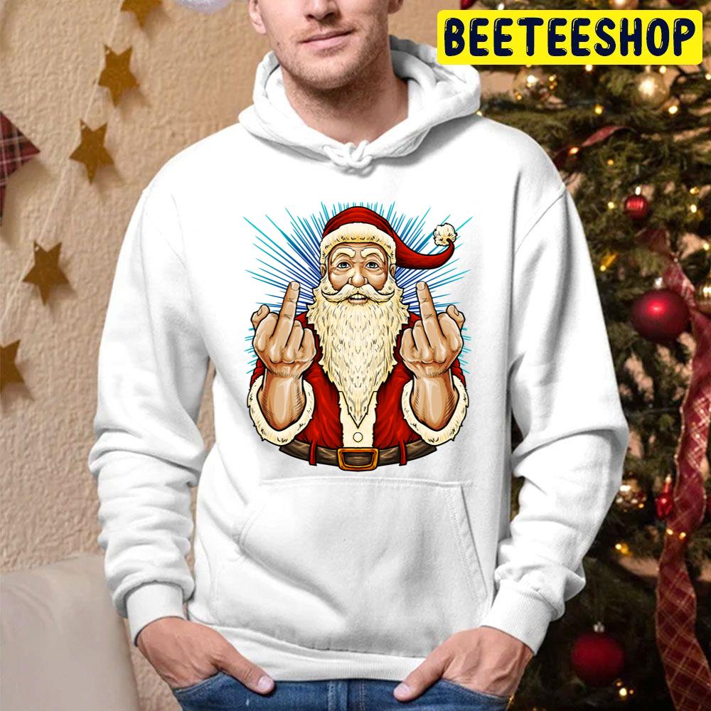 Santa Middle Finger Flip Off St. Nick Christmas Profanity Trending Unisex Hoodie Santa Middle Finger Flip Off St. Nick Christmas Profanity Trending Unisex Hoodie