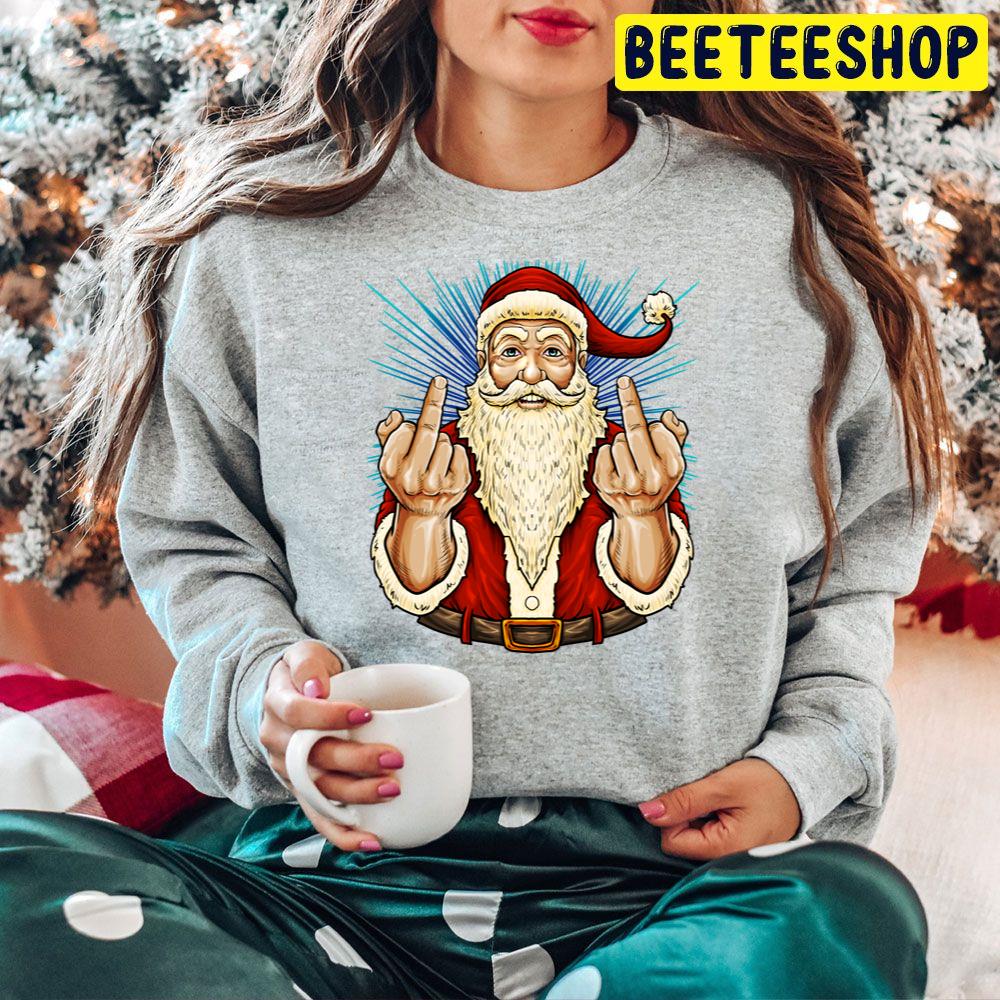 Santa Middle Finger Flip Off St. Nick Christmas Profanity Trending Unisex Hoodie Santa Middle Finger Flip Off St. Nick Christmas Profanity Trending Unisex Hoodie