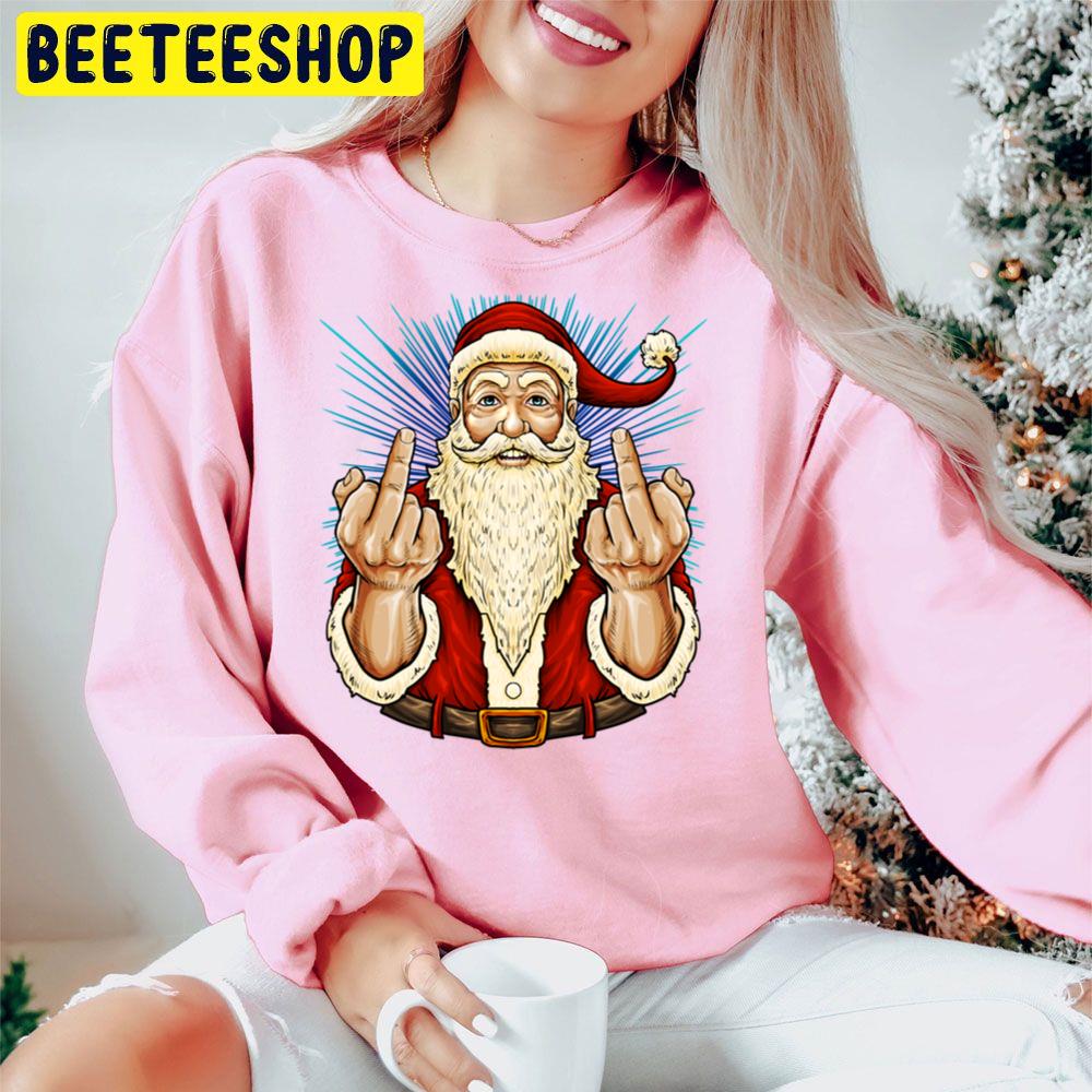 Santa Middle Finger Flip Off St. Nick Christmas Profanity Trending Unisex Hoodie Santa Middle Finger Flip Off St. Nick Christmas Profanity Trending Unisex Hoodie