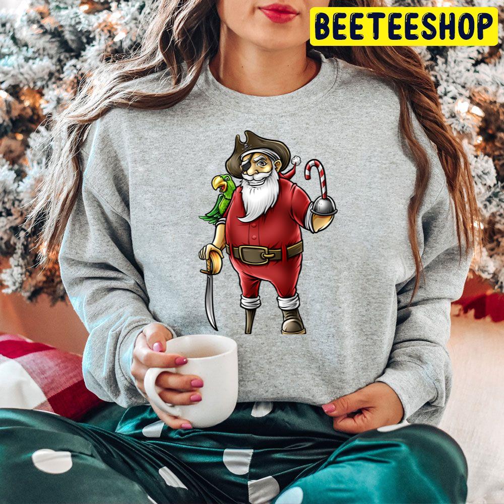 Santa Pirate Funny Christmas Candy Cane Hook Hand Trending Unisex Hoodie Santa Pirate Funny Christmas Candy Cane Hook Hand Trending Unisex Hoodie