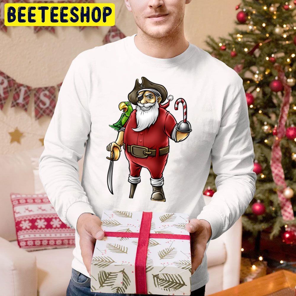 Santa Pirate Funny Christmas Candy Cane Hook Hand Trending Unisex Hoodie Santa Pirate Funny Christmas Candy Cane Hook Hand Trending Unisex Hoodie