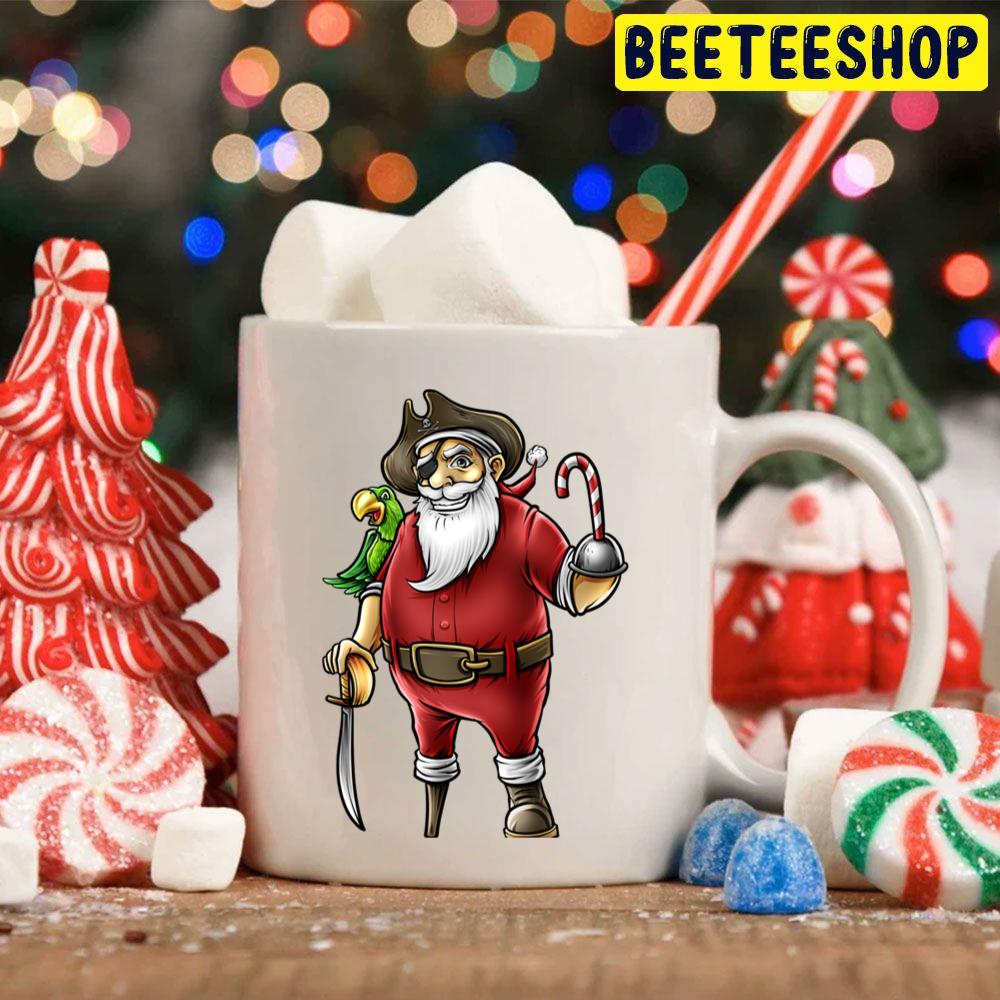 Santa Pirate Funny Christmas Candy Cane Hook Hand Trending Unisex Hoodie Santa Pirate Funny Christmas Candy Cane Hook Hand Trending Unisex Hoodie