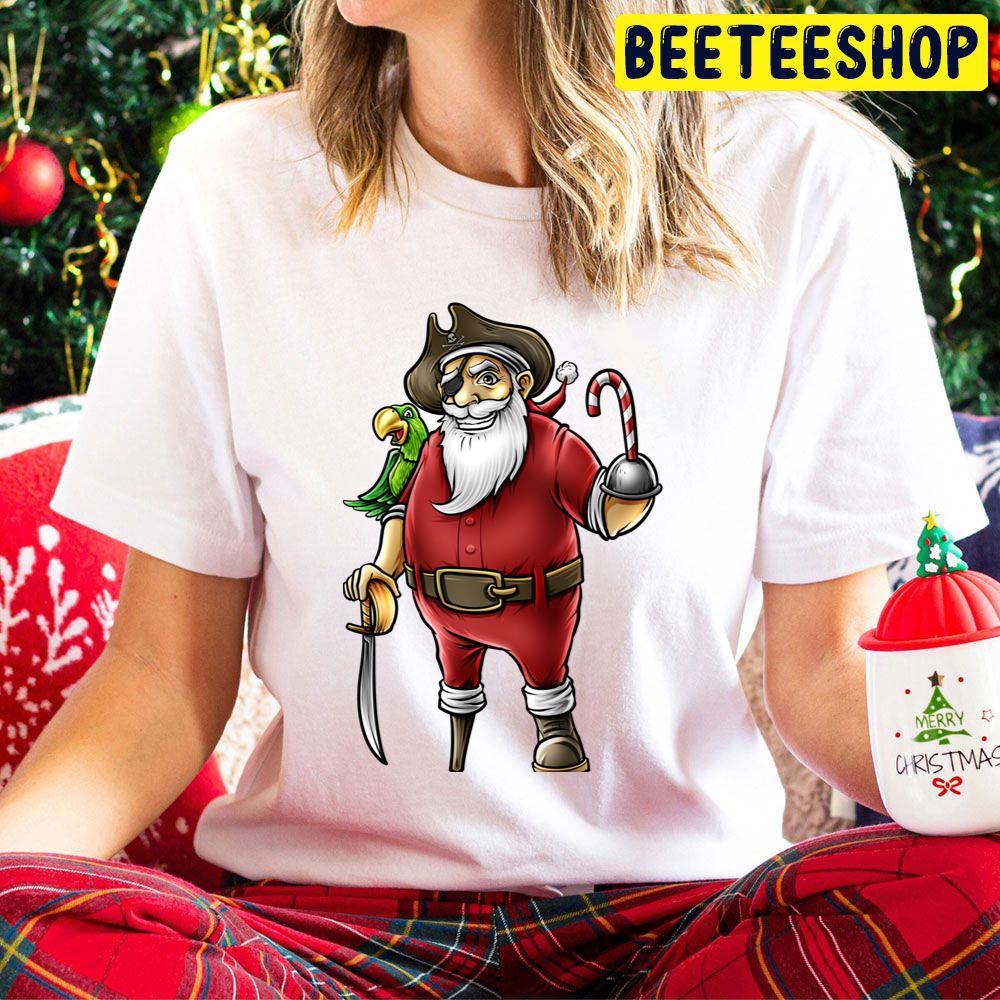 Santa Pirate Funny Christmas Candy Cane Hook Hand Trending Unisex Hoodie Santa Pirate Funny Christmas Candy Cane Hook Hand Trending Unisex Hoodie
