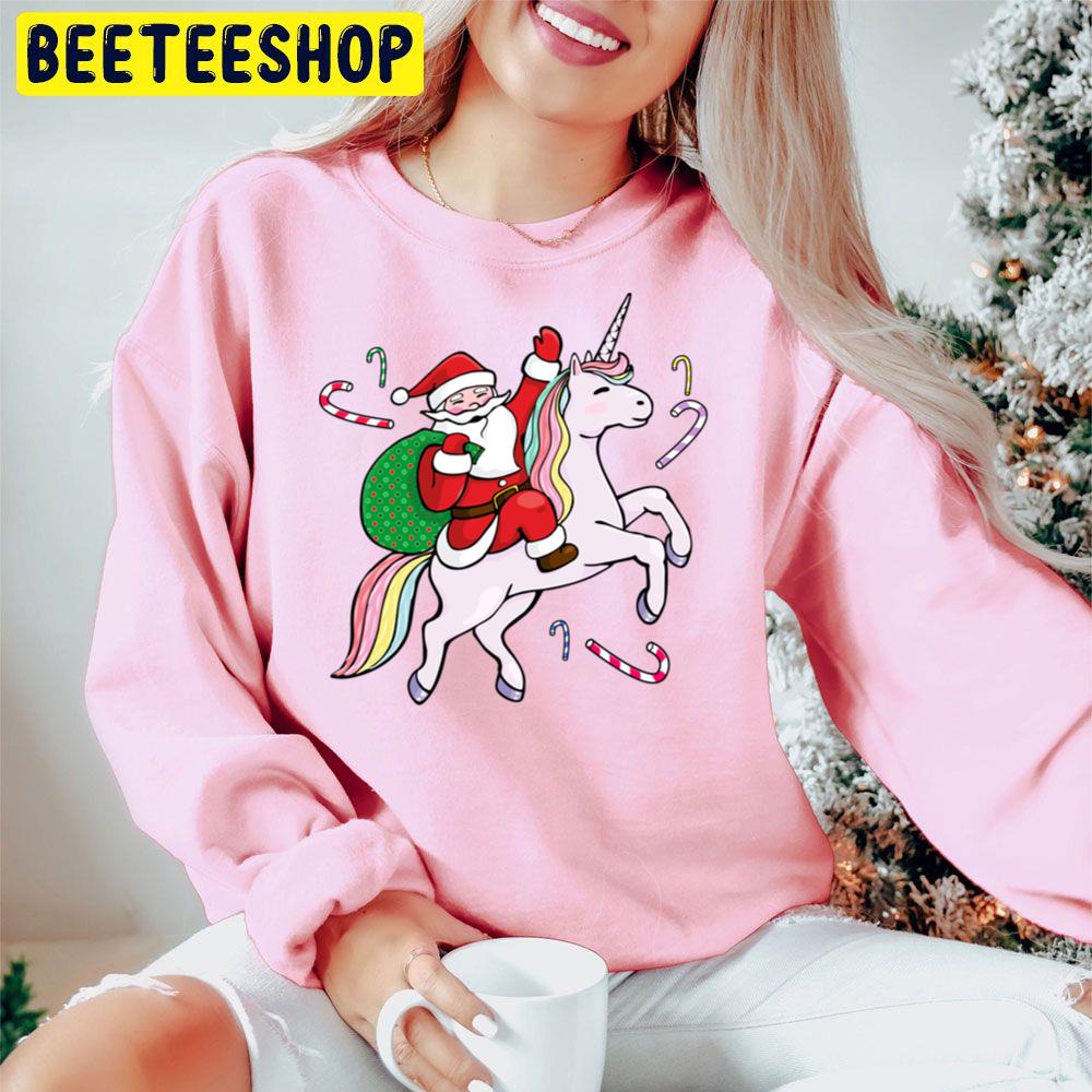 Santa Riding A Unicorn Trending Unisex Hoodie Santa Riding A Unicorn Trending Unisex Hoodie
