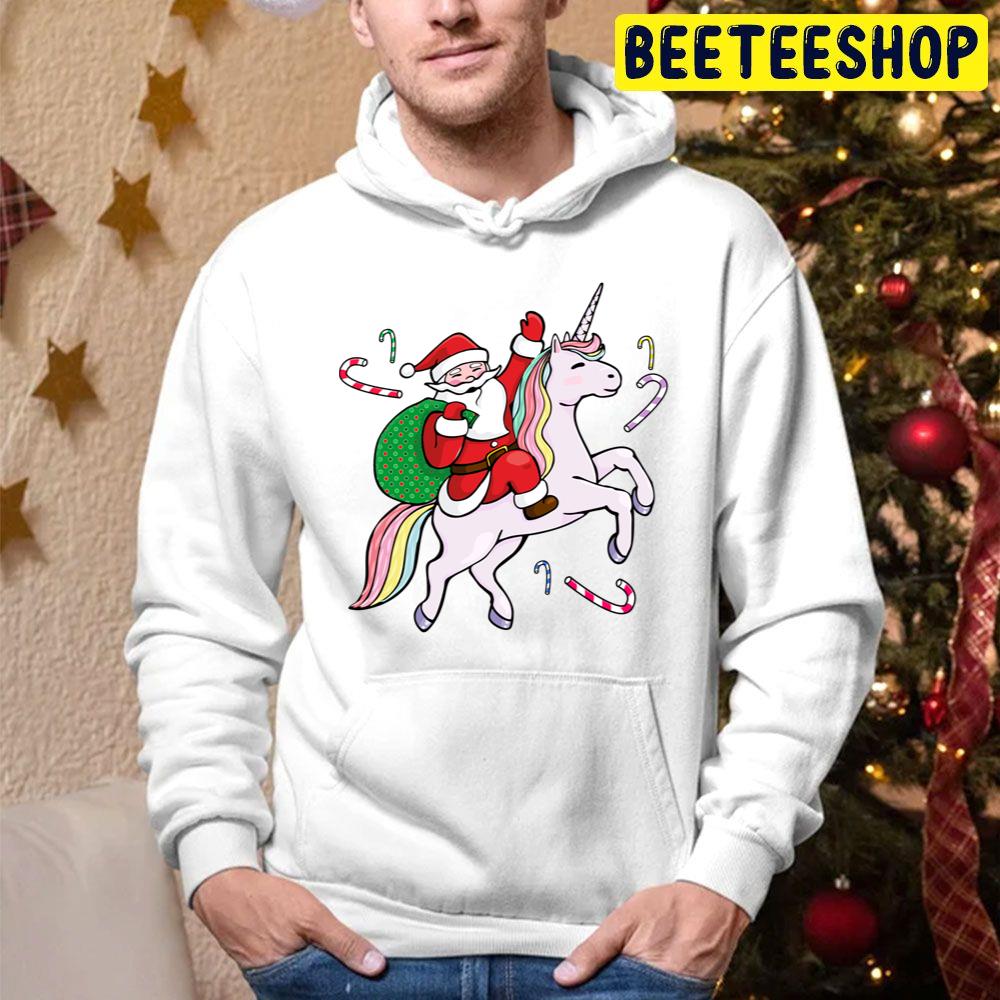Santa Riding A Unicorn Trending Unisex Hoodie Santa Riding A Unicorn Trending Unisex Hoodie