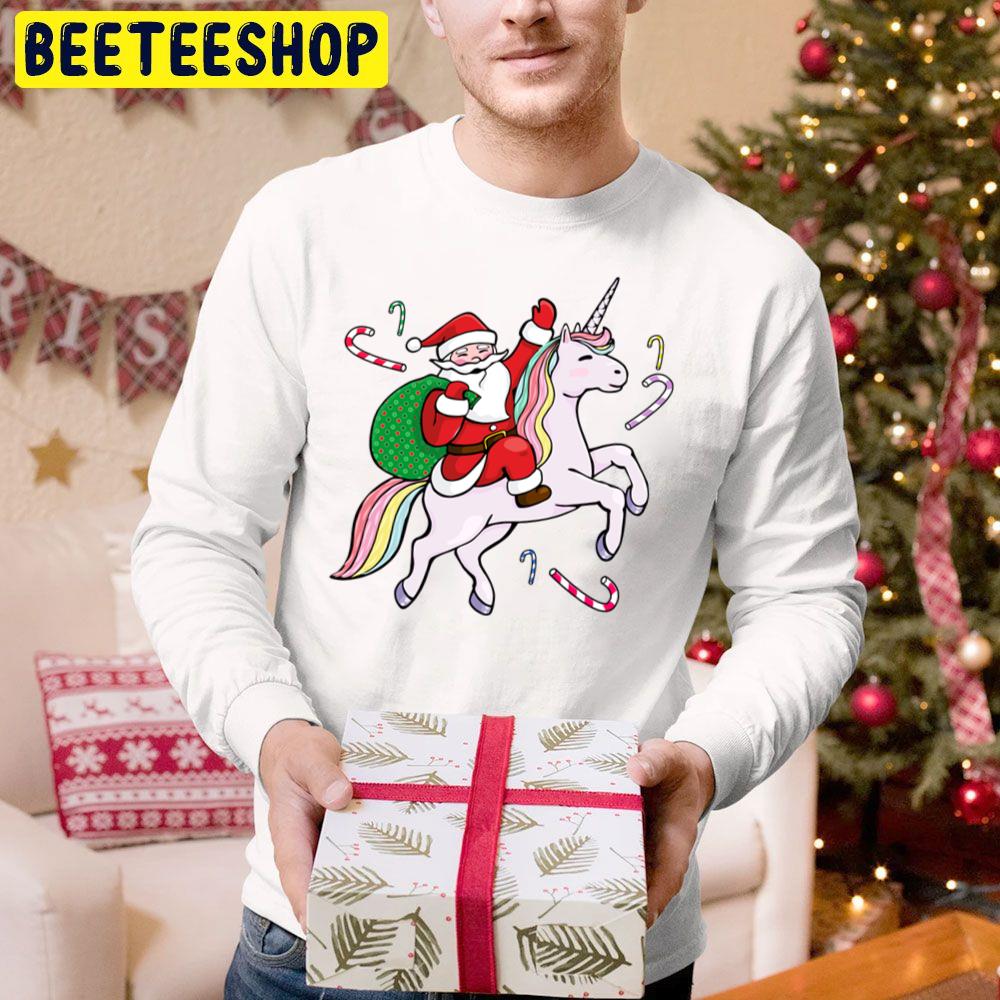 Santa Riding A Unicorn Trending Unisex Hoodie Santa Riding A Unicorn Trending Unisex Hoodie