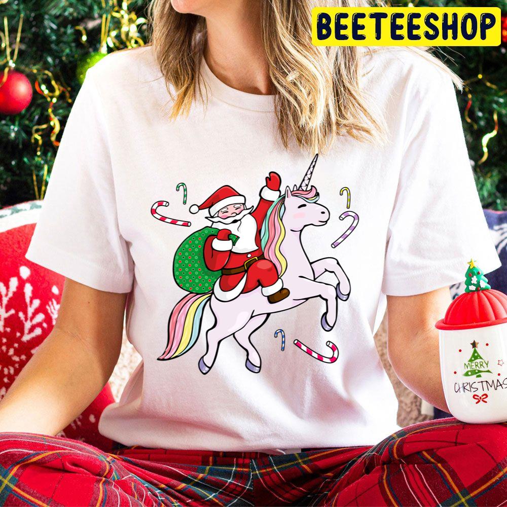 Santa Riding A Unicorn Trending Unisex Hoodie Santa Riding A Unicorn Trending Unisex Hoodie