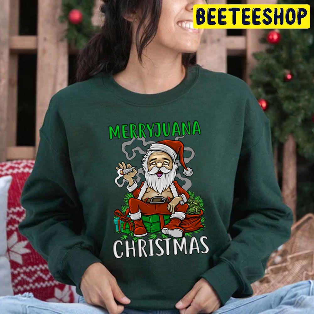 Santa Smoking Merrijuana Christmas Funny Weed Trending Unisex Hoodie Santa Smoking Merrijuana Christmas Funny Weed Trending Unisex Hoodie