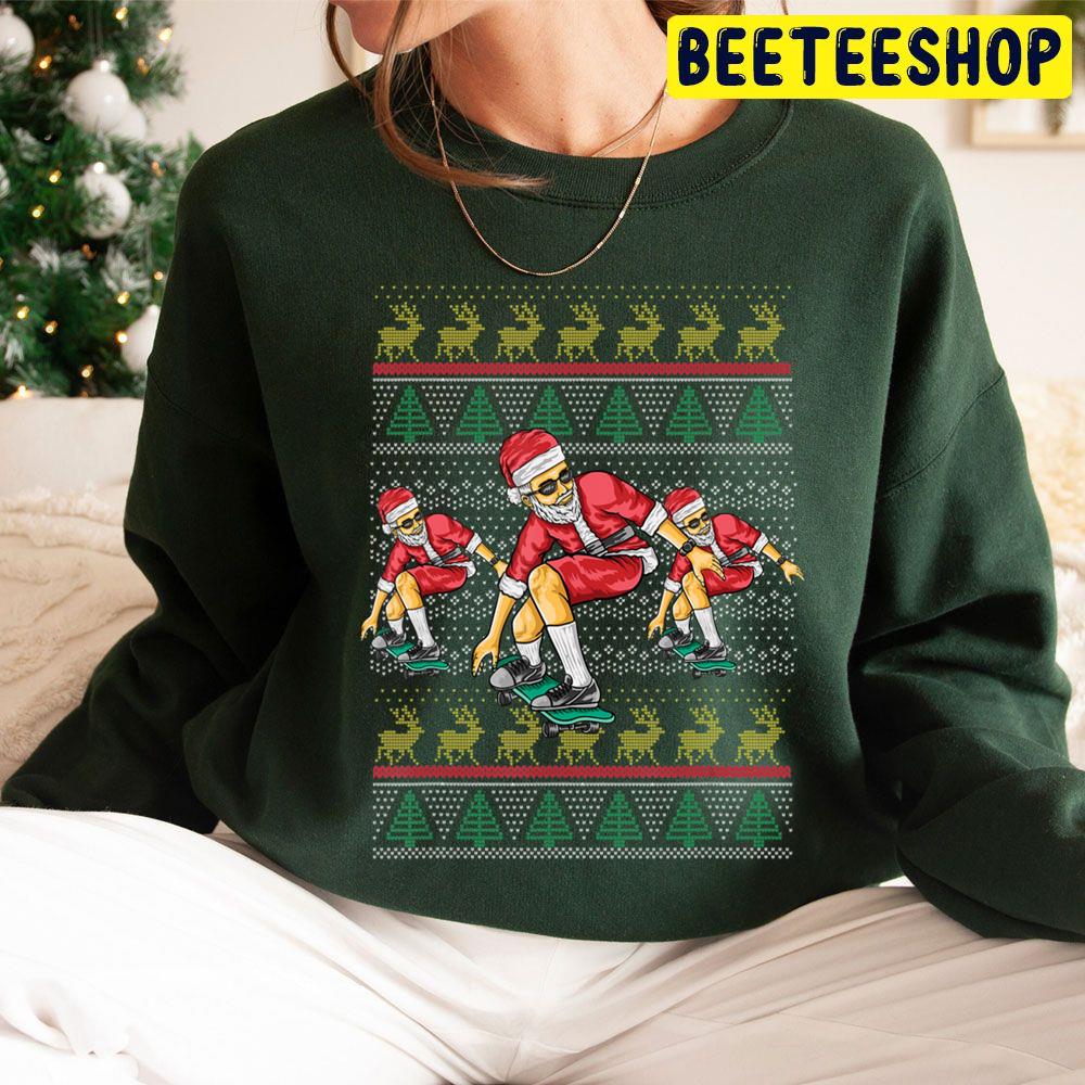 Skateboarding Santa Claus Christmas New Year Trending Unisex Hoodie Skateboarding Santa Claus Christmas New Year Trending Unisex Hoodie
