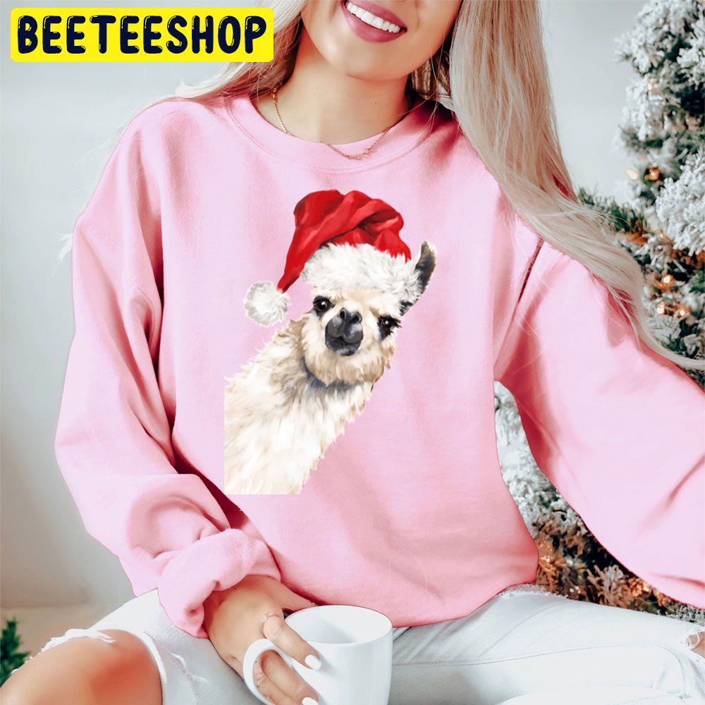 Sneaky Llama Christmas Hat Trending Unisex Hoodie Sneaky Llama Christmas Hat Trending Unisex Hoodie