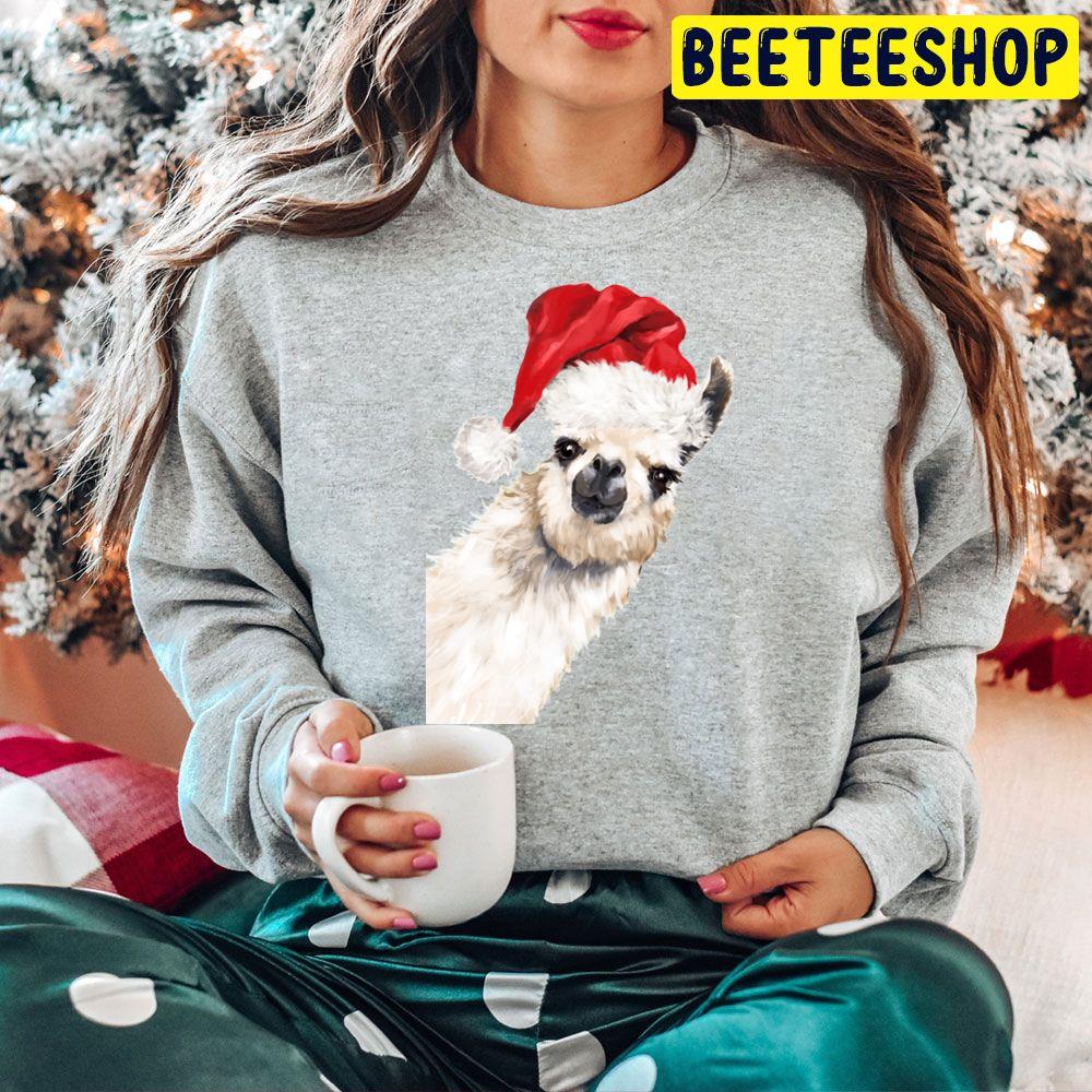Sneaky Llama Christmas Hat Trending Unisex Hoodie Sneaky Llama Christmas Hat Trending Unisex Hoodie