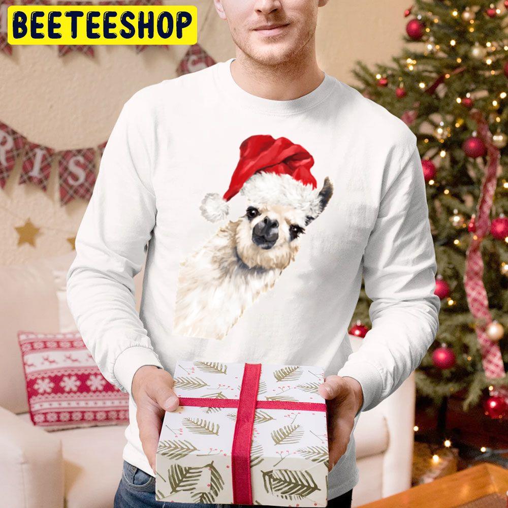 Sneaky Llama Christmas Hat Trending Unisex Hoodie Sneaky Llama Christmas Hat Trending Unisex Hoodie