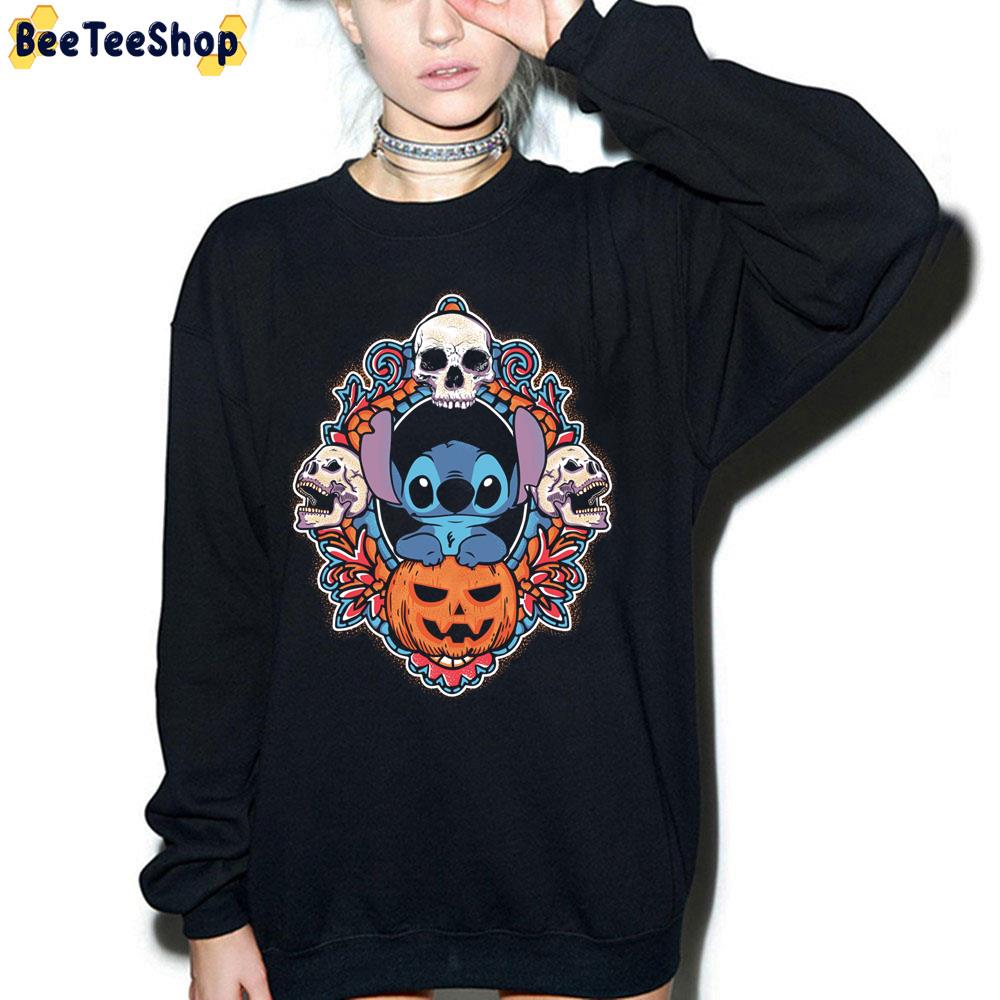 Stitch Happy Scary Halloween Cartoon Vintage Pumpkin Skulls Trending Unisex Sweatshirt Stitch Happy Scary Halloween Cartoon Vintage Pumpkin Skulls Trending Unisex Sweatshirt