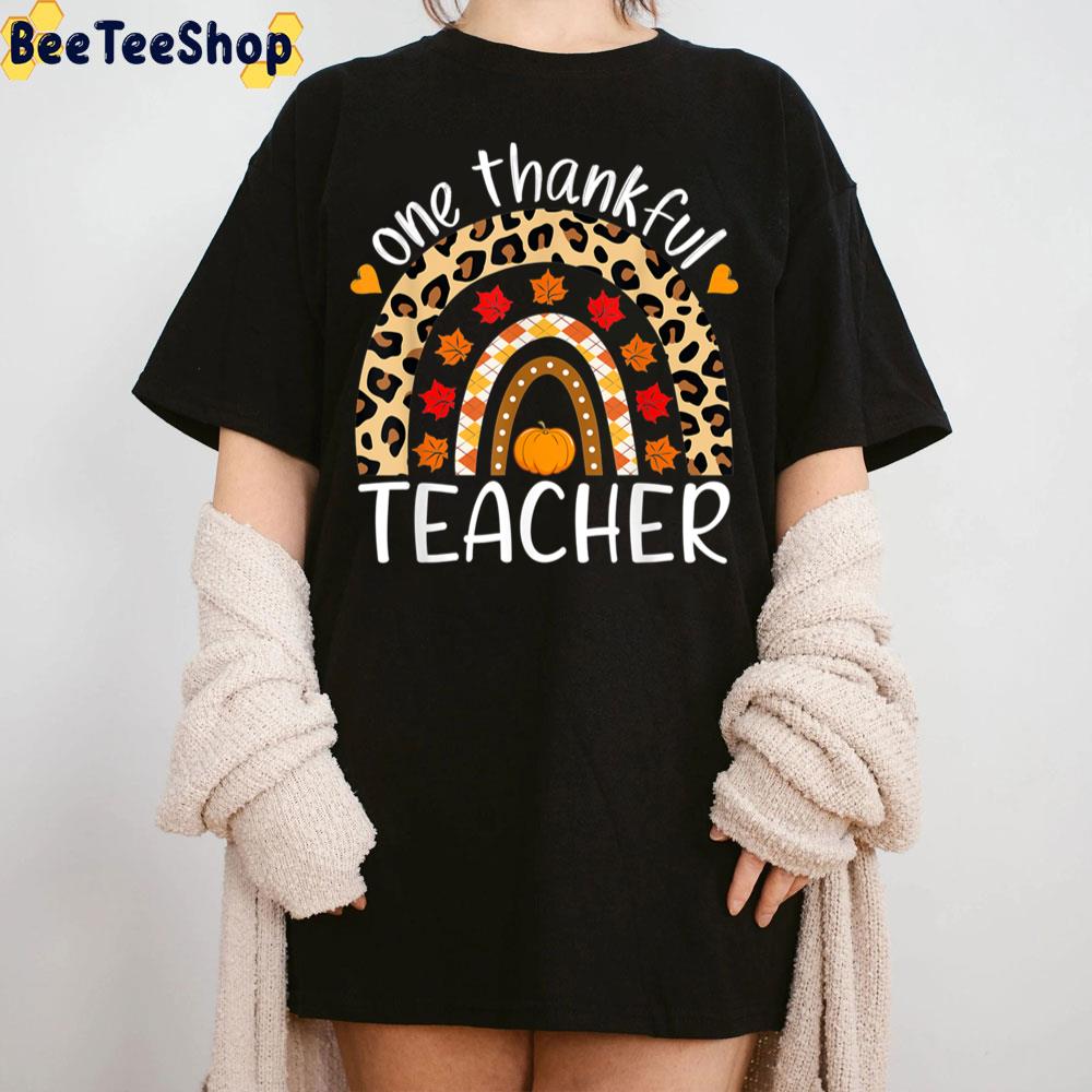 Thanksgiving One Thankful Teacher Leopard Rainbow Trending Unisex Sweatshirt Thanksgiving One Thankful Teacher Leopard Rainbow Trending Unisex Sweatshirt