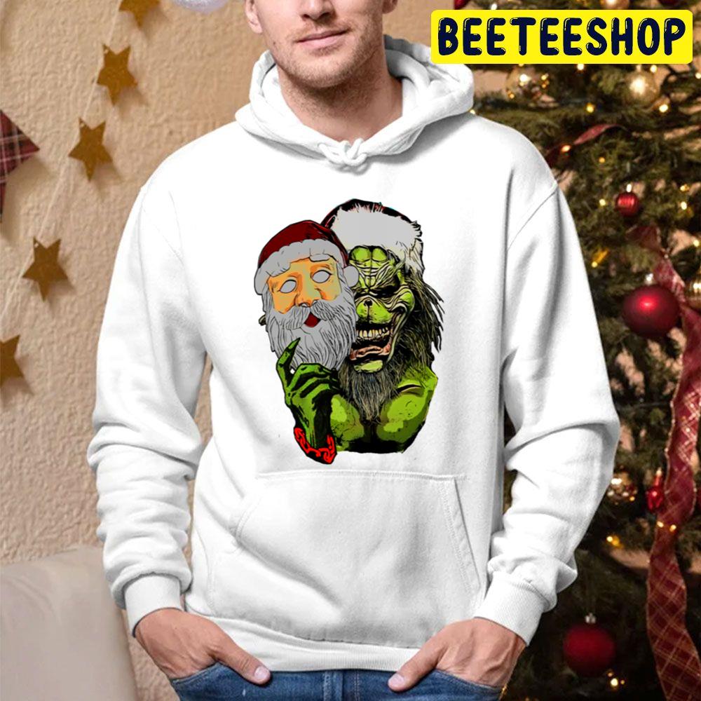 The Grinch With Santa Face Mask Christmas Trending Unisex Hoodie The Grinch With Santa Face Mask Christmas Trending Unisex Hoodie