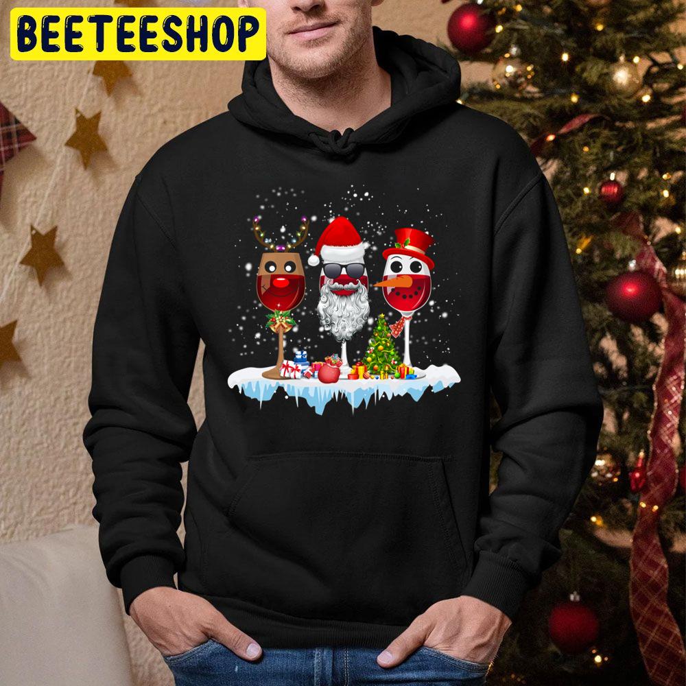 Three Glass Of Red Wine Santa Hat Christmas Trending Unisex Hoodie Three Glass Of Red Wine Santa Hat Christmas Trending Unisex Hoodie
