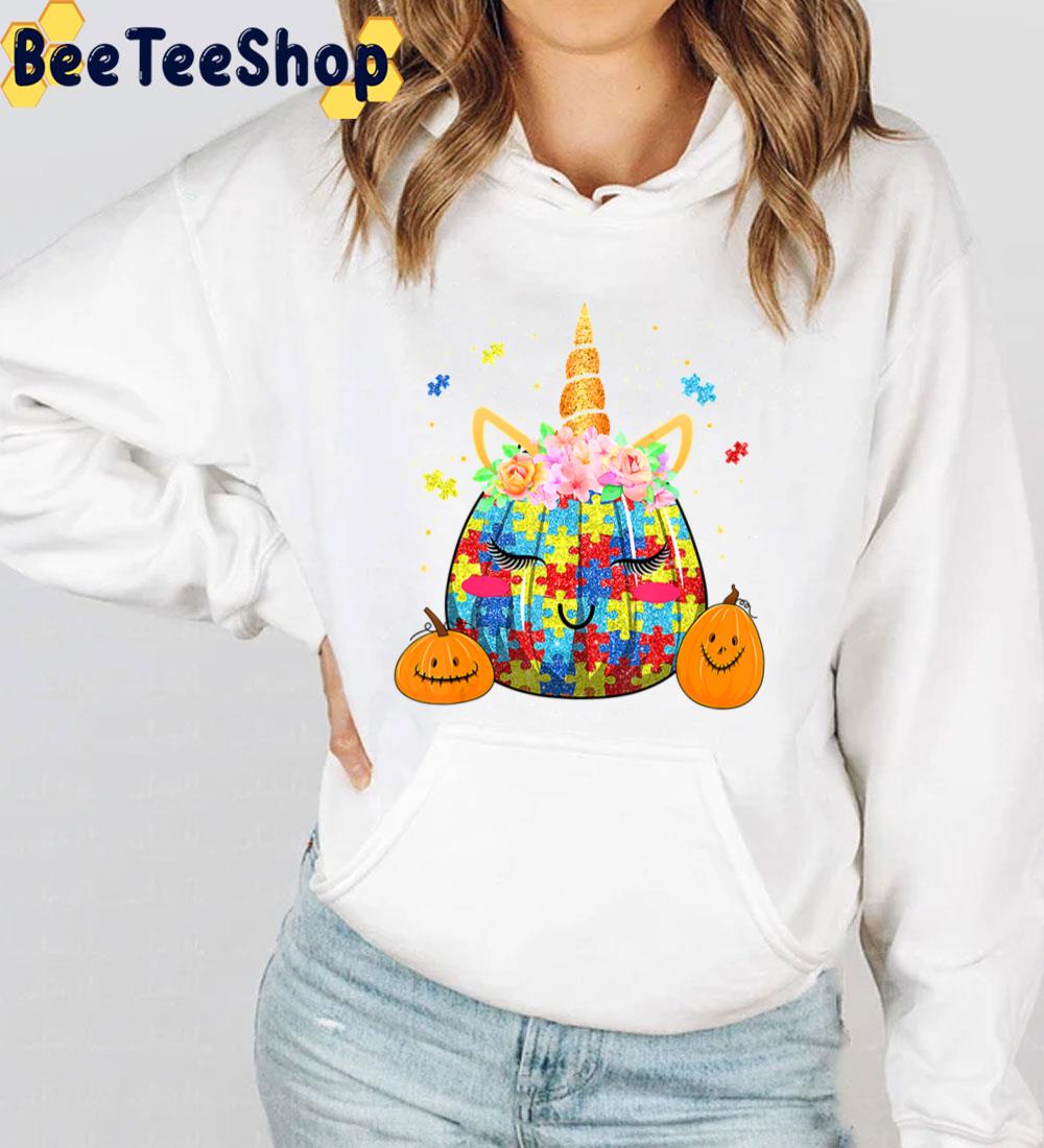 Unicorn Pumpkin Head Autistic Children Funny Halloween Thanksgiving Trending Unisex Sweatshirt Unicorn Pumpkin Head Autistic Children Funny Halloween Thanksgiving Trending Unisex Sweatshirt