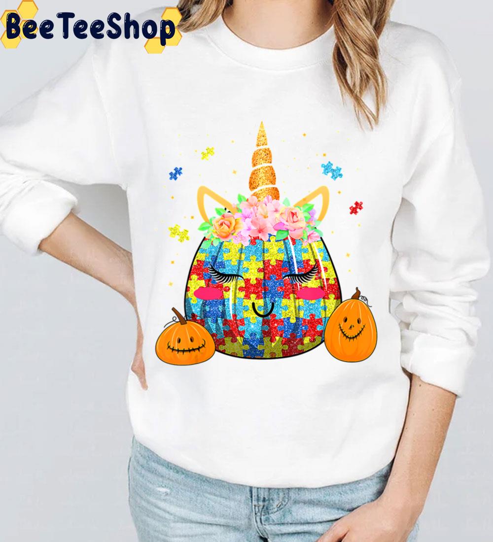 Unicorn Pumpkin Head Autistic Children Funny Halloween Thanksgiving Trending Unisex Sweatshirt Unicorn Pumpkin Head Autistic Children Funny Halloween Thanksgiving Trending Unisex Sweatshirt