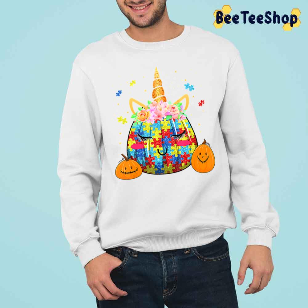 Unicorn Pumpkin Head Autistic Children Funny Halloween Thanksgiving Trending Unisex Sweatshirt Unicorn Pumpkin Head Autistic Children Funny Halloween Thanksgiving Trending Unisex Sweatshirt