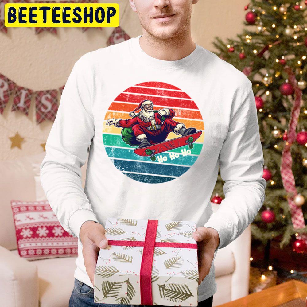 Vintage Ho Ho Ho Santa Skateboarding Christmas Trending Unisex Hoodie Vintage Ho Ho Ho Santa Skateboarding Christmas Trending Unisex Hoodie