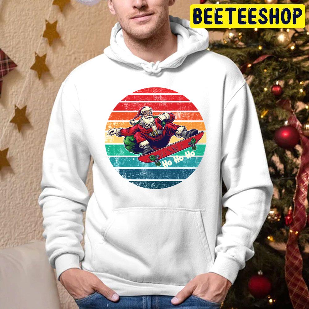 Vintage Ho Ho Ho Santa Skateboarding Christmas Trending Unisex Hoodie Vintage Ho Ho Ho Santa Skateboarding Christmas Trending Unisex Hoodie