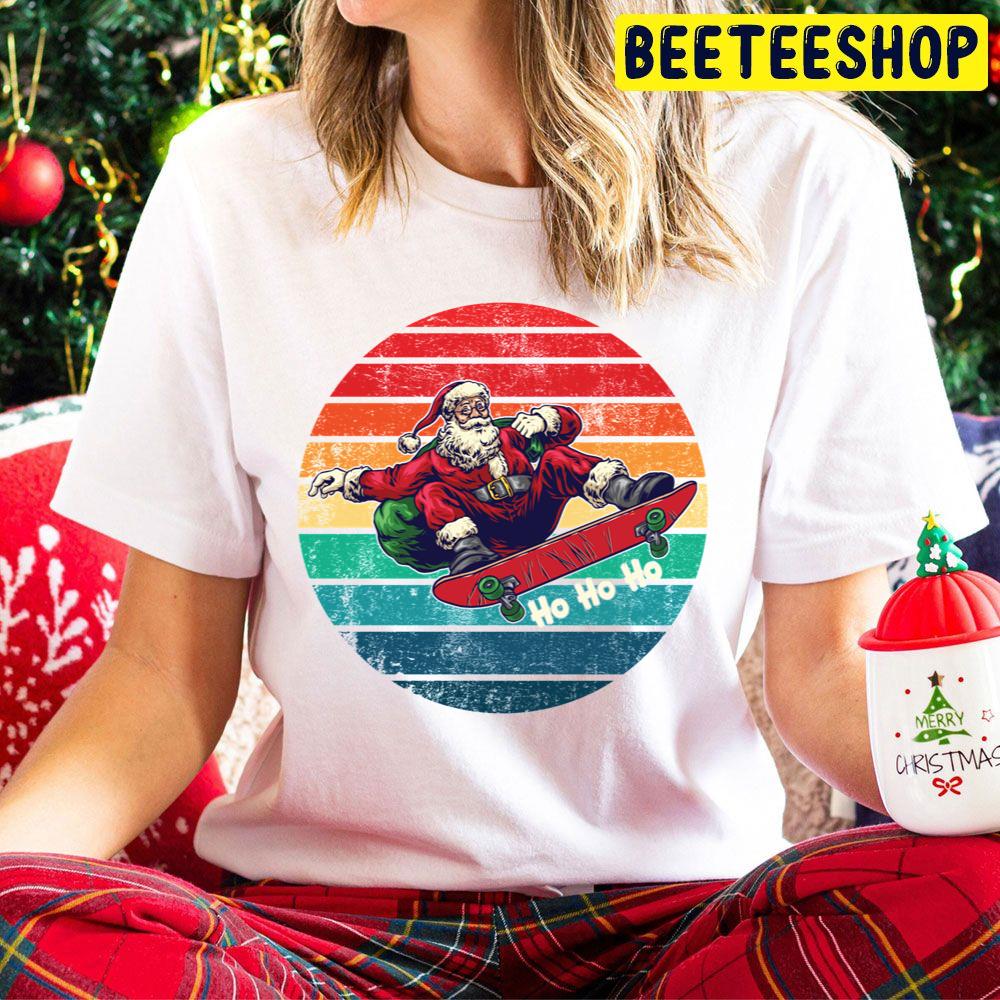 Vintage Ho Ho Ho Santa Skateboarding Christmas Trending Unisex Hoodie Vintage Ho Ho Ho Santa Skateboarding Christmas Trending Unisex Hoodie