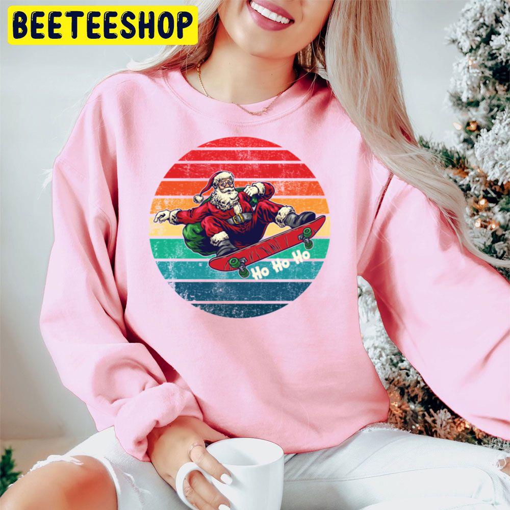 Vintage Ho Ho Ho Santa Skateboarding Christmas Trending Unisex Hoodie Vintage Ho Ho Ho Santa Skateboarding Christmas Trending Unisex Hoodie