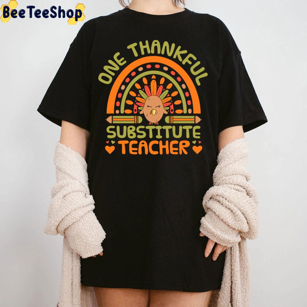 Vintage Rainbpw Thanksgiving One Thankful Substitute Teacher Trending Unisex Sweatshirt Vintage Rainbpw Thanksgiving One Thankful Substitute Teacher Trending Unisex Sweatshirt