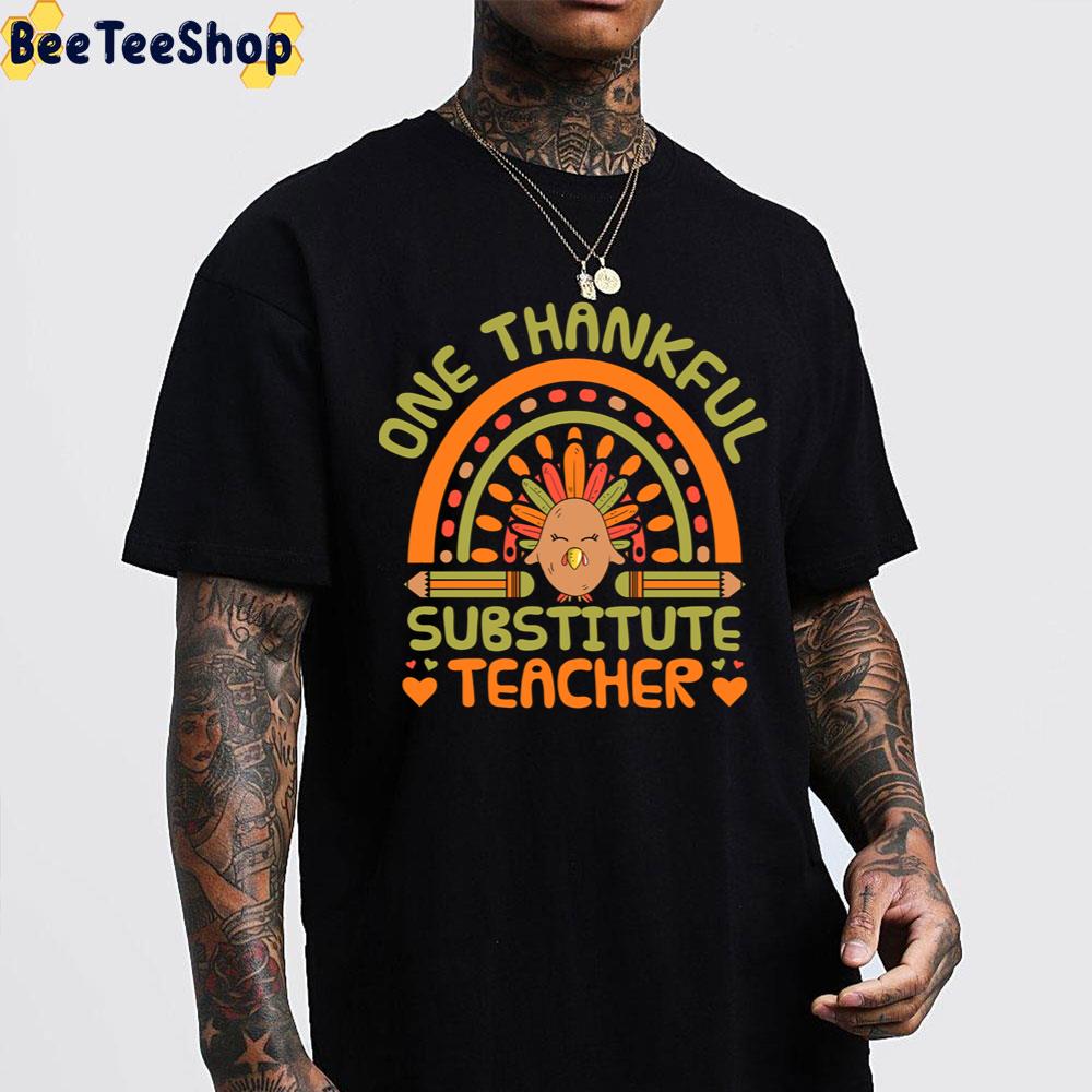 Vintage Rainbpw Thanksgiving One Thankful Substitute Teacher Trending Unisex Sweatshirt Vintage Rainbpw Thanksgiving One Thankful Substitute Teacher Trending Unisex Sweatshirt